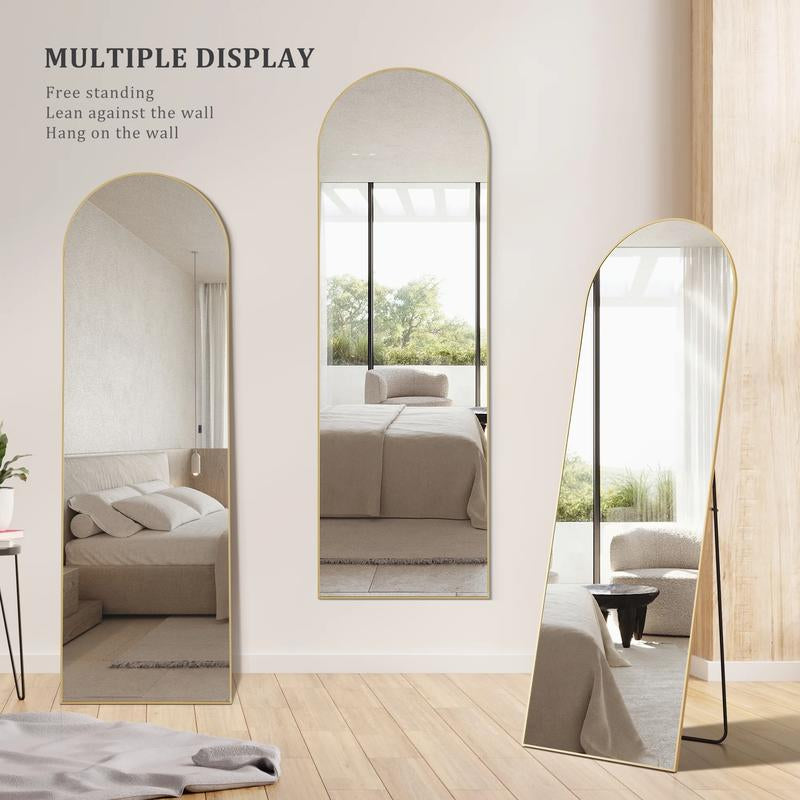 CONCETTA Arched Full Length Mirror, Full Body Standing Mirror Floor Mirrors, Gold Frame