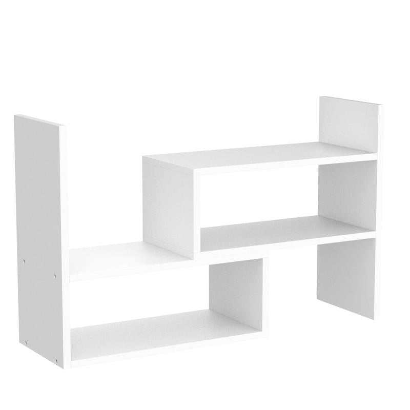 Expandable Desktop Bookshelf & Desk Organizer Shelf - Wooden Table Top Storage with Adjustable Shelves Hutch for Office Home Study Accessories
