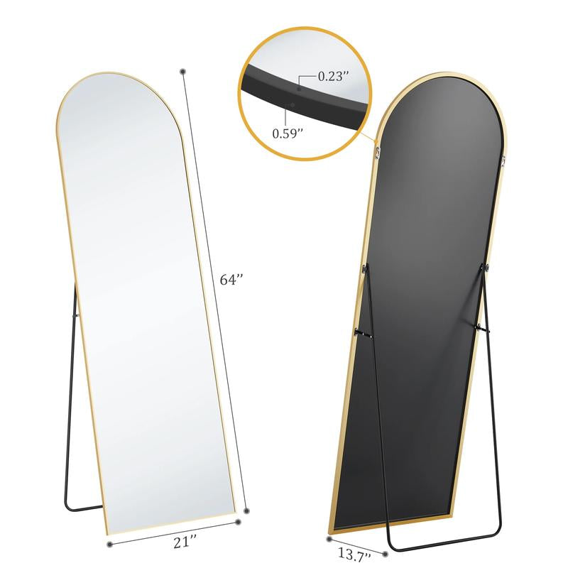 CONCETTA Arched Full Length Mirror, Full Body Standing Mirror Floor Mirrors, Gold Frame