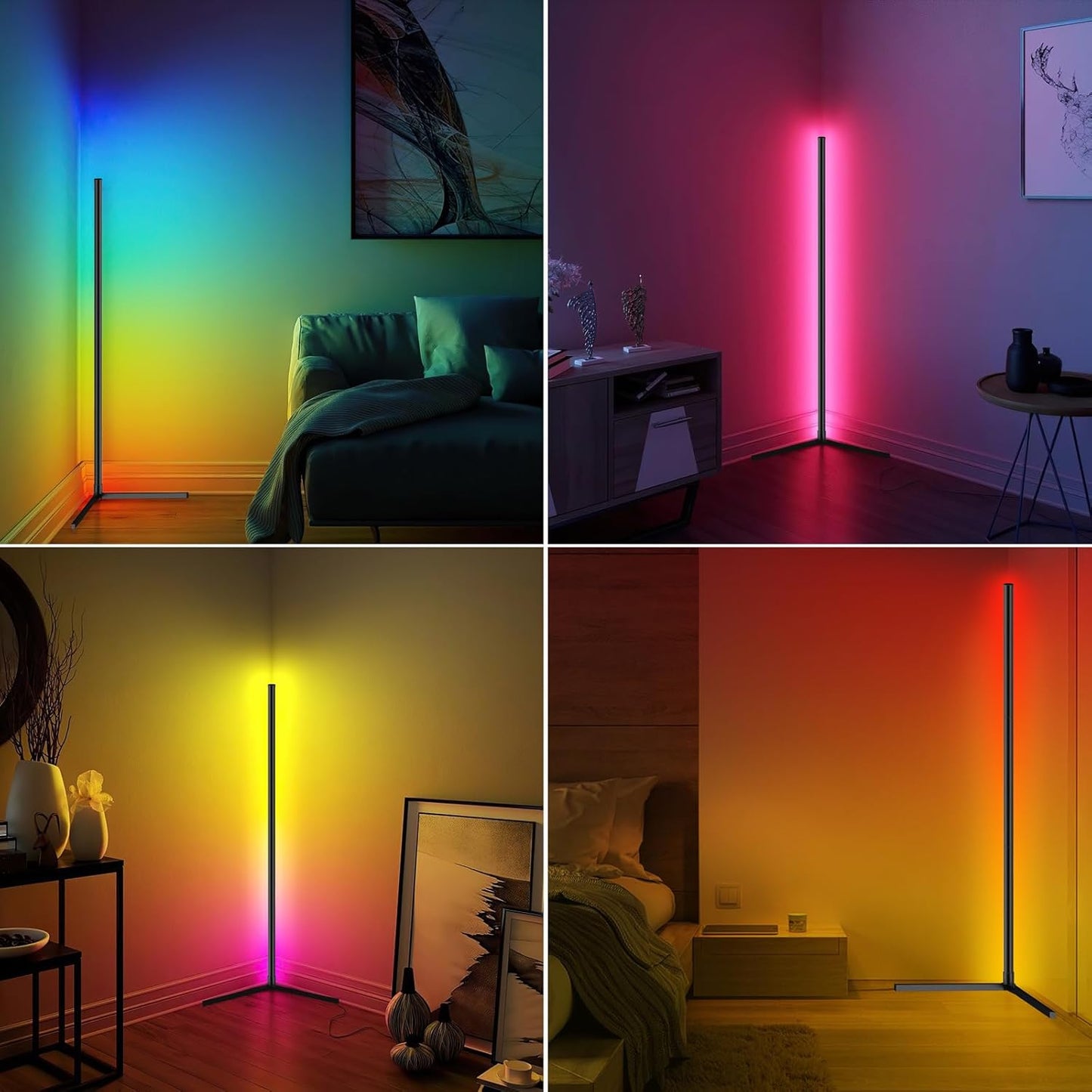 Transform Your Space with the 165CM Smart RGB LED Corner Floor Lamp - Dimmable Mood Lighting with App & Music Sync!