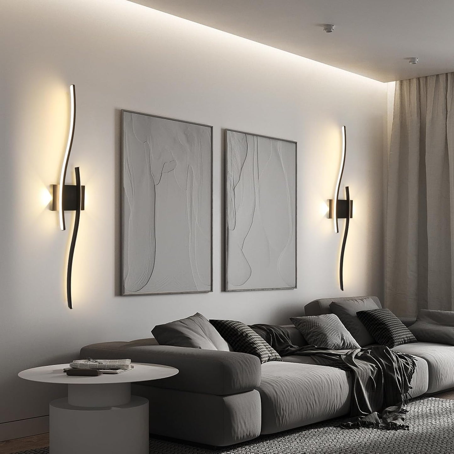 Wall Sconce Light Indoor, Black Modern LED Wall Lamp 27W 3000LM, Warm White 3000K, Aluminium LED Wall Lights for Living Room Bedroom Hallway Dining Room Staircase