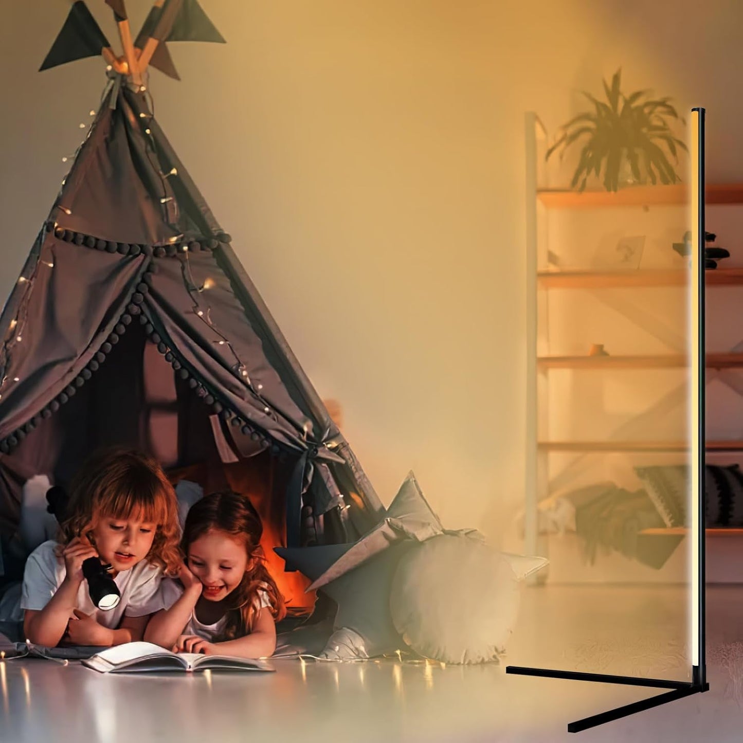 Transform Your Space with the 165CM Smart RGB LED Corner Floor Lamp - Dimmable Mood Lighting with App & Music Sync!