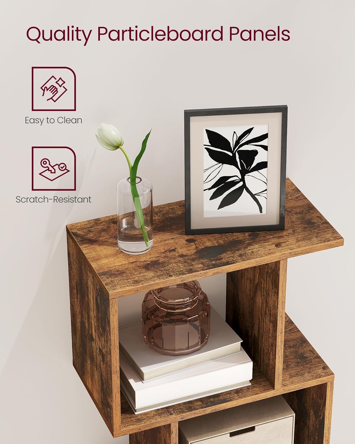 Elegant 6-Tier Rustic Brown Bookshelf - Versatile Freestanding Storage & Room Divider for Your Living Room, Bedroom or Office