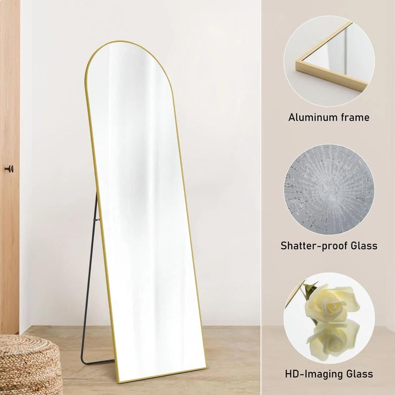 CONCETTA Arched Full Length Mirror, Full Body Standing Mirror Floor Mirrors, Gold Frame