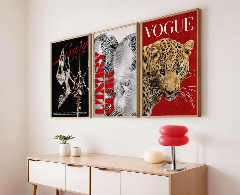 Trendy Black and White Gallery Wall Set of 3 Stylish Prints Leopard Decor Office Girly Wall Art Magazine Printable