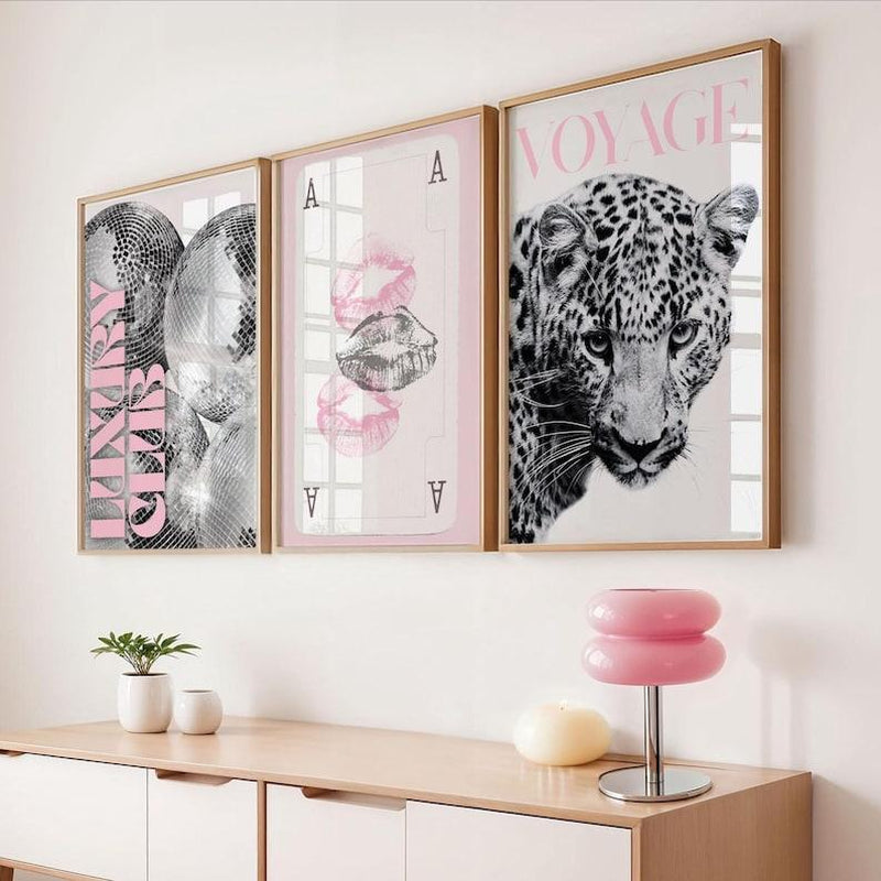 Trendy Black and White Gallery Wall Set of 3 Stylish Prints Leopard Decor Office Girly Wall Art Magazine Printable