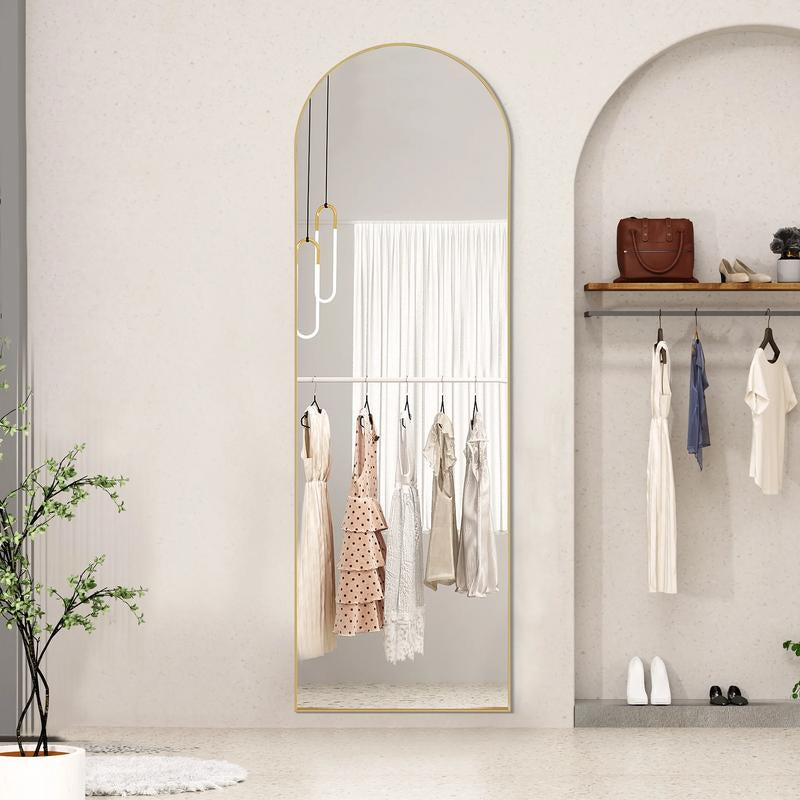CONCETTA Arched Full Length Mirror, Full Body Standing Mirror Floor Mirrors, Gold Frame