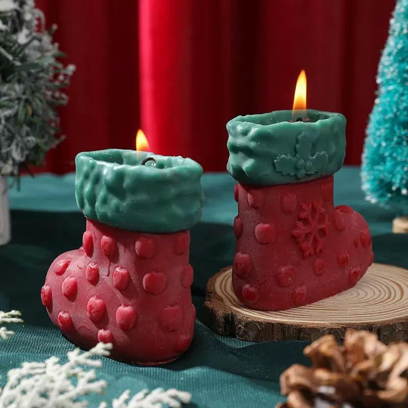 Christmas Scented Candles Gift Box Set with Reindeer & Tree Designs Handmade for Home Decor & Gifting Warm Spices & Pine Fragrance