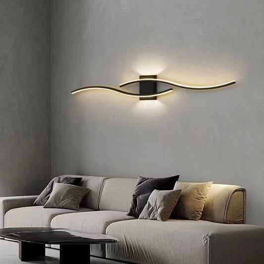 Wall Sconce Light Indoor, Black Modern LED Wall Lamp 27W 3000LM, Warm White 3000K, Aluminium LED Wall Lights for Living Room Bedroom Hallway Dining Room Staircase