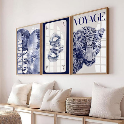 Trendy Black and White Gallery Wall Set of 3 Stylish Prints Leopard Decor Office Girly Wall Art Magazine Printable