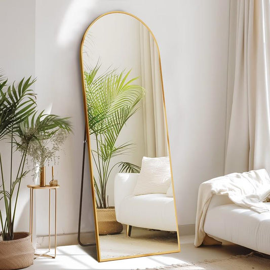 CONCETTA Arched Full Length Mirror, Full Body Standing Mirror Floor Mirrors, Gold Frame