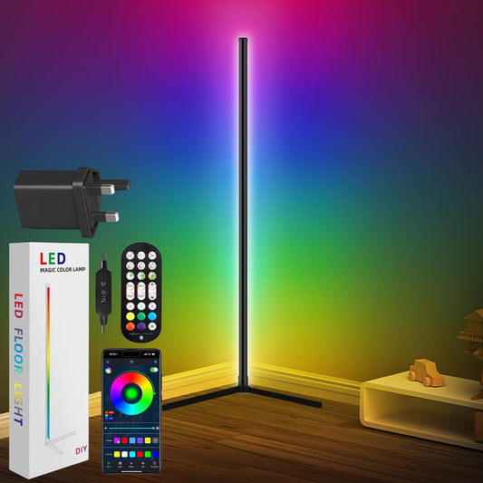 Transform Your Space with the 165CM Smart RGB LED Corner Floor Lamp - Dimmable Mood Lighting with App & Music Sync!