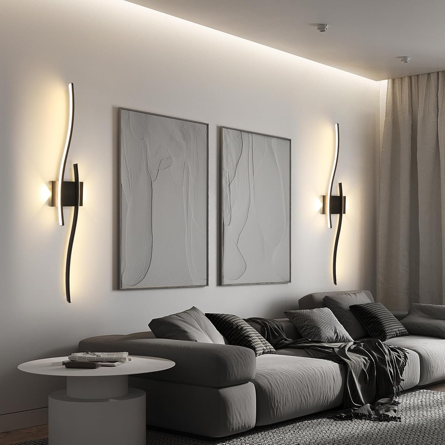 Wall Sconce Light Indoor, Black Modern LED Wall Lamp 27W 3000LM, Warm White 3000K, Aluminium LED Wall Lights for Living Room Bedroom Hallway Dining Room Staircase