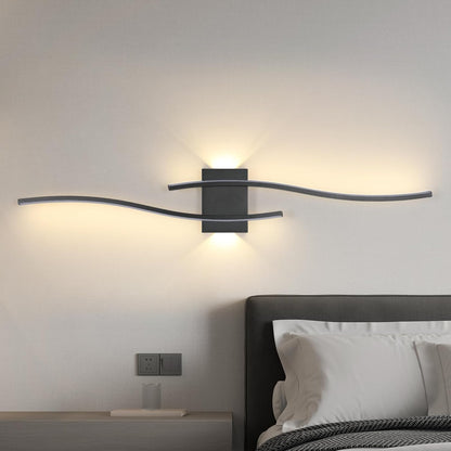 Wall Sconce Light Indoor, Black Modern LED Wall Lamp 27W 3000LM, Warm White 3000K, Aluminium LED Wall Lights for Living Room Bedroom Hallway Dining Room Staircase
